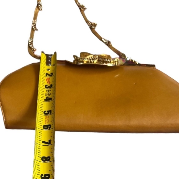 Sacco 1823 Italian Leather Bag With Swarovski Crystal, Tan - Picture 12 of 16